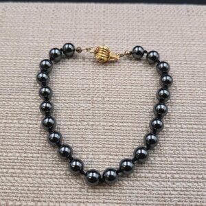 10 Inch Gold Plated Hematite Stone Ankle Bracelet B1022